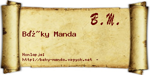 Béky Manda névjegykártya
